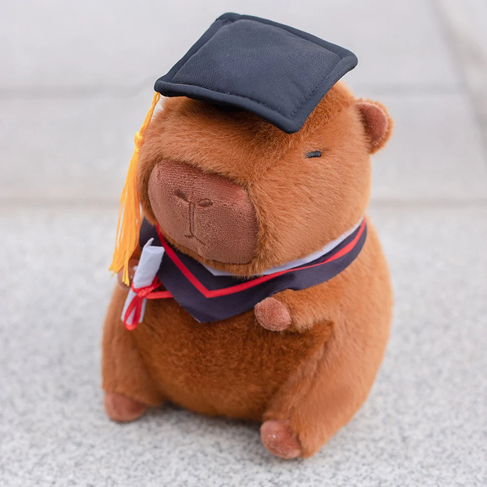 Graduation Capybara Plush Toys Wearing Cap Holding Diploma Stuffed Graduational Capibara Soft Dolls Souvenir Plushie Gifts