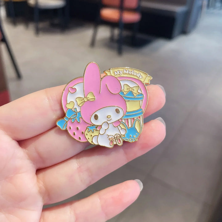 Kawaii Sanrio Hello Kitty Alloy Brooch Cinnamoroll Kuromi My Melody Pochacco Sweet Badge Clothing Bag Accessories