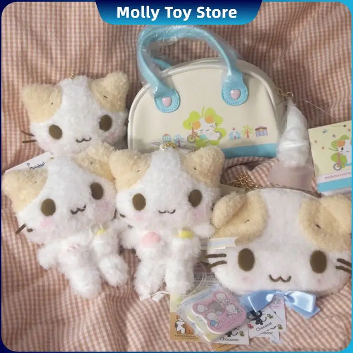 Masyumaro Fluffy Fuwa Nyanko Cat Plush Doll Keychain Charm Keychain Anime Kawaii Women Bag Keychains Mascot Keyring Keyholder