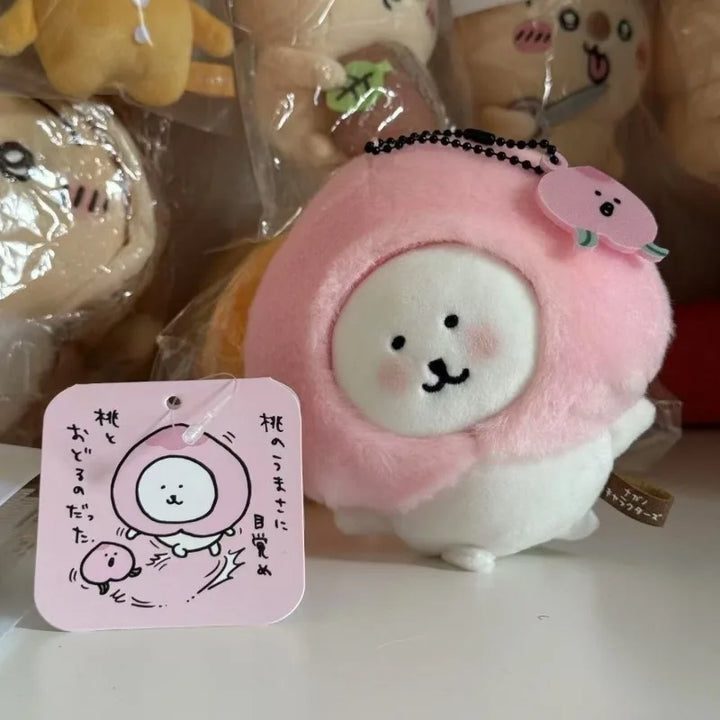 cute Self-deprecating Bear Plush doll Keychains joke bear Peach series Doll Pendant  Hachiware Bag Pendant Decoration Keychain