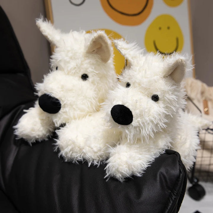 Lifelike Plush West Highland White Terrier Toy Fluffy Real-life Stuffed Animals Dog Soft Doll Kids Toy Birthday Gift