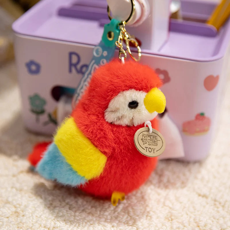 Toucan Key Ring Holder Stuffed Bird Parrot Bracelet Slap Band Plush Toys Pelican Sitting Soft Dolls Functional Gifts Bag Pendant