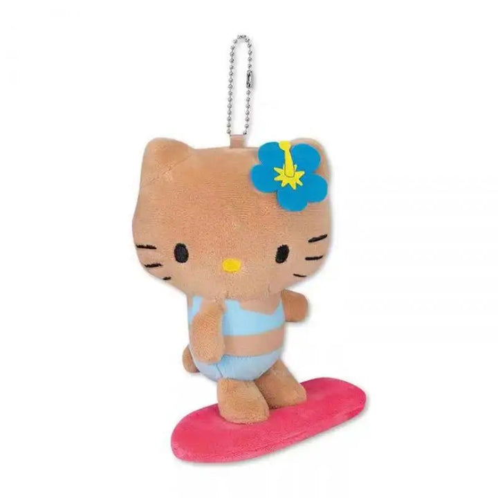 Kawaii Sanrio Hello Kitty Cartoon Creative Kt Mermaid Surfboard Plush Toys Backpack Pendant Accessories Keychain Birthday Gifts