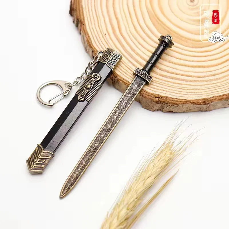 Mini Sword With Sheath China Ancient Sword Zinc Alloy Tang Hengdao Han Sword Weapon Model Keychain Pendant Cosplay Accessories