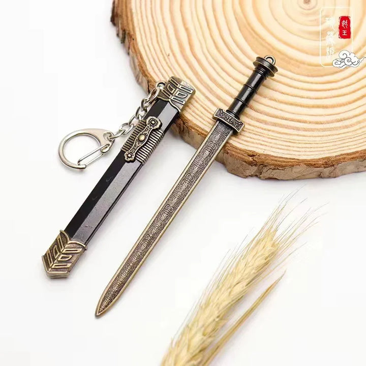 Mini Sword With Sheath China Ancient Sword Zinc Alloy Tang Hengdao Han Sword Weapon Model Keychain Pendant Cosplay Accessories