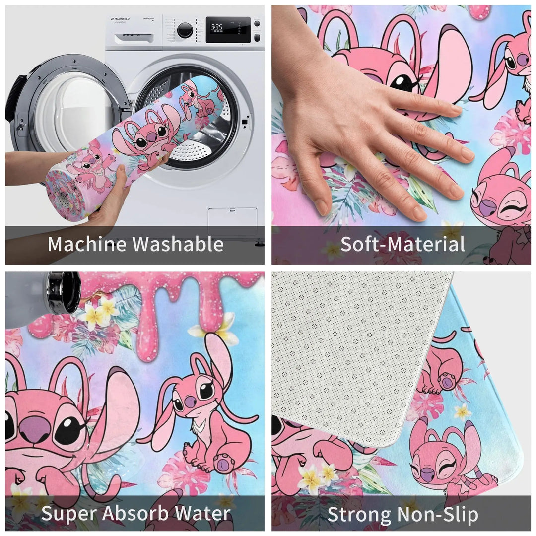 Stitch Cartoon Angel 624 Memory Foam Bath Mat Rug Non-Slip Soft  Bathroom Floor Rugs Carpet For Bath Entrance Door Doormat