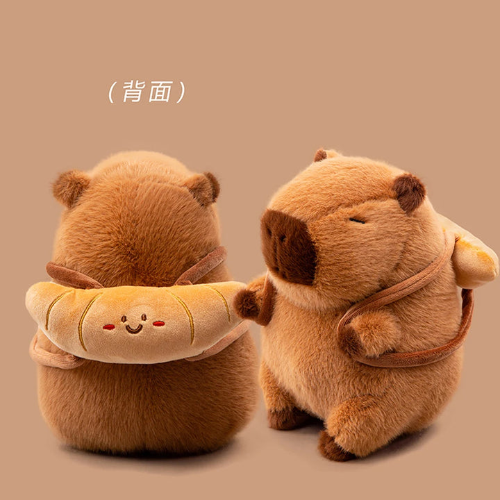 22cm 32cm Amusing Food Capybara Plush Toys Stuffed Capibara With Mini Bagel Crossiant Baguette Chip Bread Soft Doll Perfect Gift