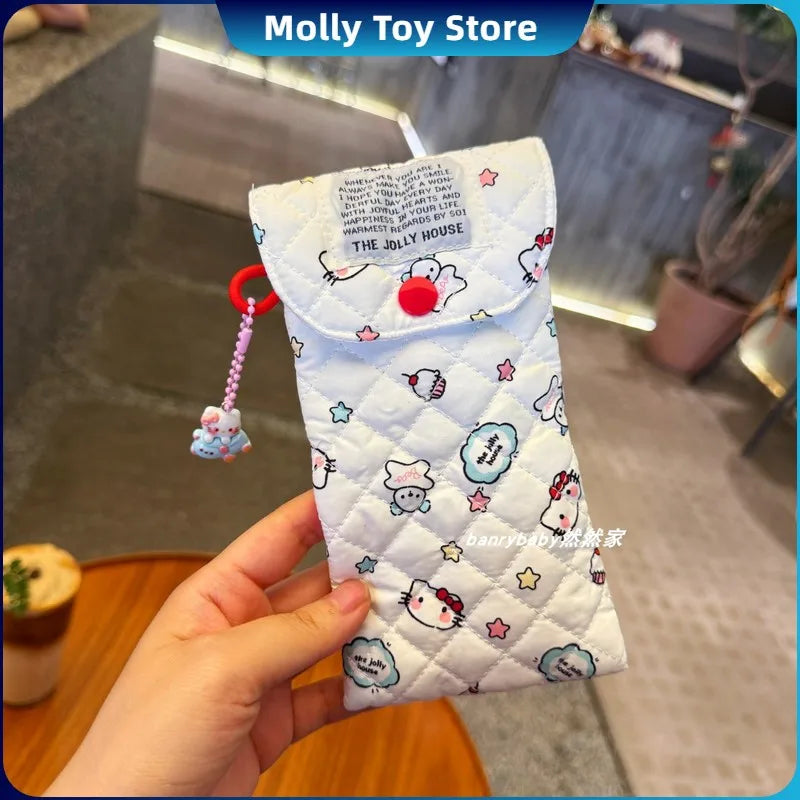 Hello Kitty Glasses Storage Bag Cartoon Inner Lining With Cotton Bag Portable Sunglasses Wrap Dopamine Sunglasses Package