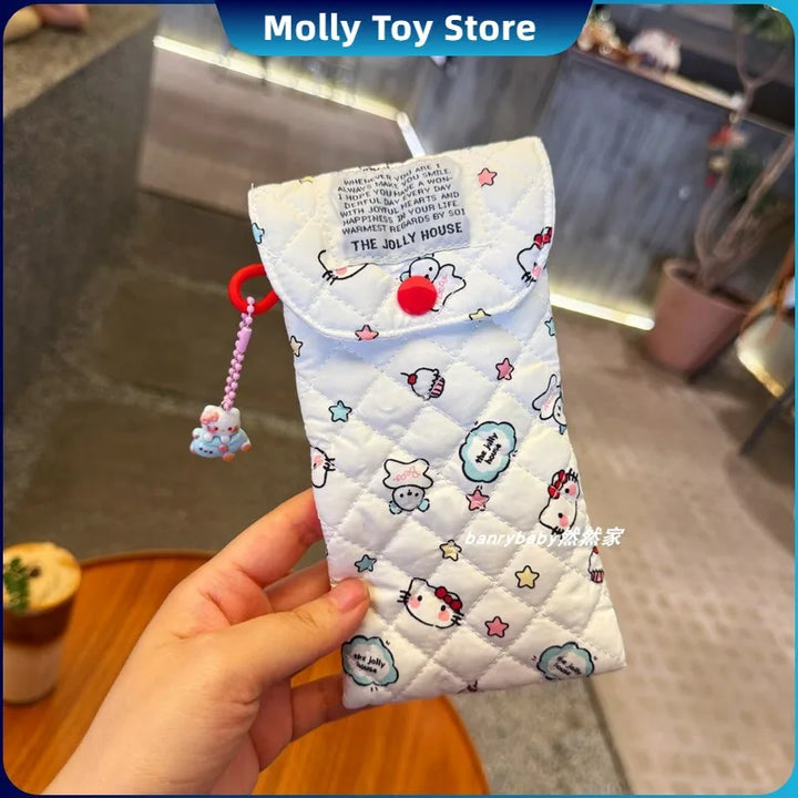 Hello Kitty Glasses Storage Bag Cartoon Inner Lining With Cotton Bag Portable Sunglasses Wrap Dopamine Sunglasses Package