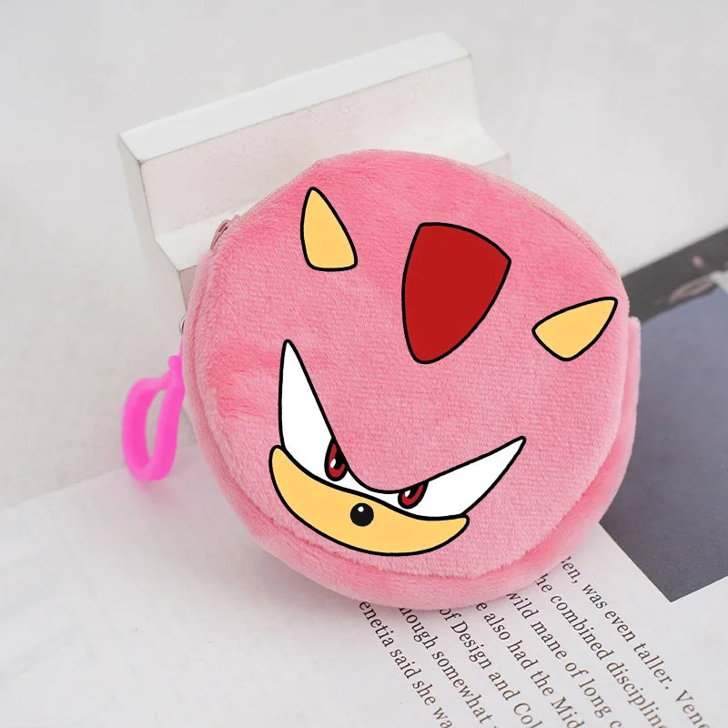 Sonics Plush Coin Zipper Purses Cute Anime Cartoon Printed Storage Bags Round Mini Wallet Anime Keychain Pouch Kid Birthday Gift