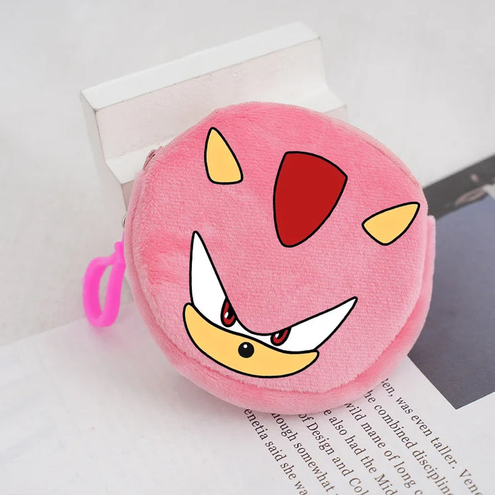 Sonics Plush Coin Zipper Purses Cute Anime Cartoon Printed Storage Bags Round Mini Wallet Anime Keychain Pouch Kid Birthday Gift