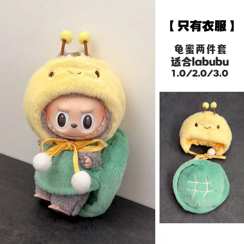 for Labubu 1-3 Gen 17cm Doll Outfits Milk Carton Onigiri Corn Chips & Ramen Bucket Set Bento Bag and Animal-Shaped Clothes
