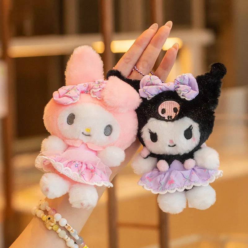 Sanrio Kuromi My Melody Kawaii Plush Toys Keychain Backpack Pendant Cartoon Doll Decoration Creative Gift for Friends' Birthday