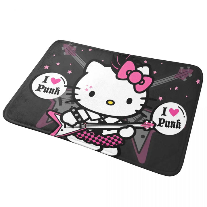 Hello Kitty Punk Music Memory Foam Bath Mat Rug Non-Slip Quick Dry Bathroom Floor Rugs Carpet For Bath Entrance Door Doormat