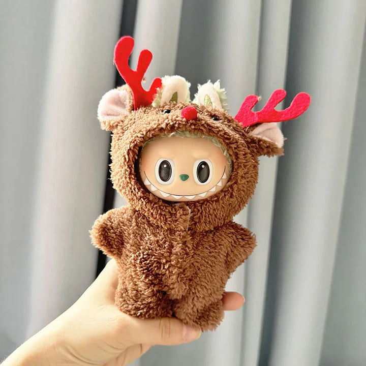 17cm Labubu I II Idol Dolls Cute Mini Plush Doll'S Clothes Korea Kpop Exo Idol Dolls Overalls Clothing DIY Accessories Gifts