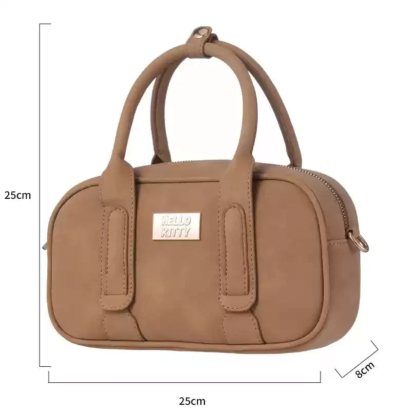 Genuine Hello Kitty Retro Series Woven Handbag Cosmetic Bag Storage Bag Cartoon Cute Large Capacity Messenger Bag Girls Gifts