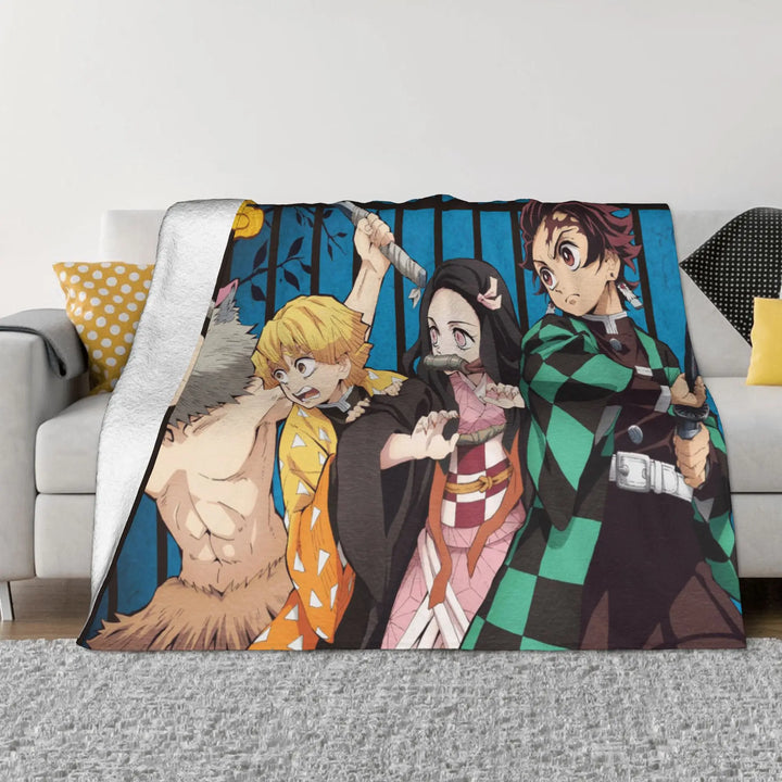 Demon Slayer Japanese Anime Blankets Coral Fleece Plush All Season Portable Soft Throw Blanket for Home Travel Bedding Throws