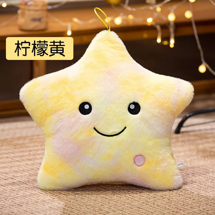 Electronic Star Plush Toy Stuffed Soft Star Pillow Doll LED Light Plush Glowing Soft Doll Baby Kid Toys Birthday Gift Home Decor