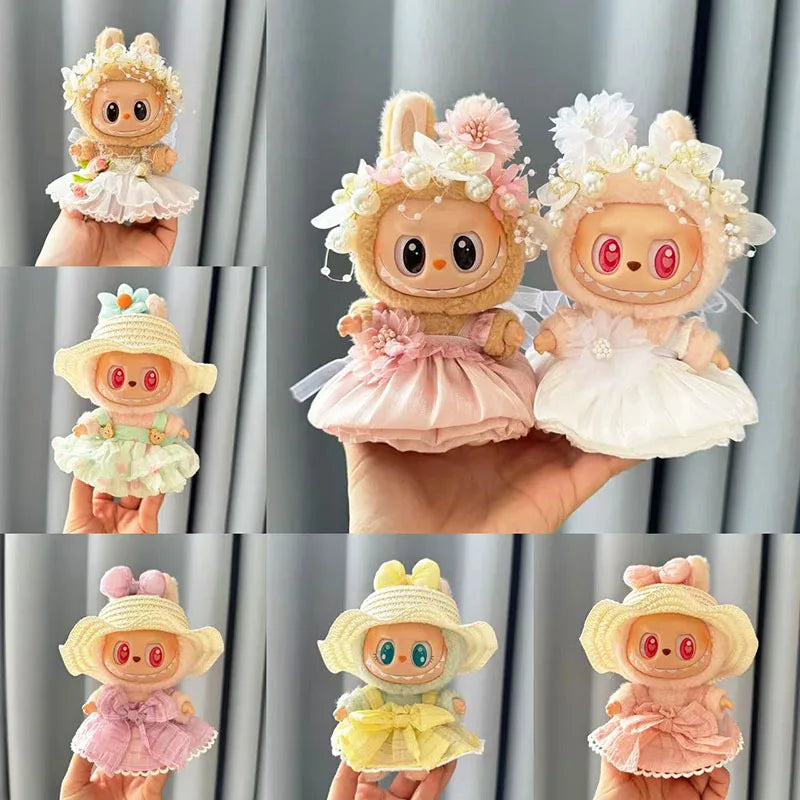 17cm Labubu Idol Dolls Plush Doll'S Strawberry Skirt Cute Clothing Hoodie No Doll Outfit Accessories Korea Kpop Exo Girls Gift