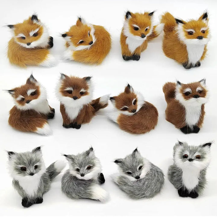 Cute Imitation Fox Ornaments Simulation Mini Squatting Squirrel Model Children Birthday Gifts Home Decor Plush Figures Craft