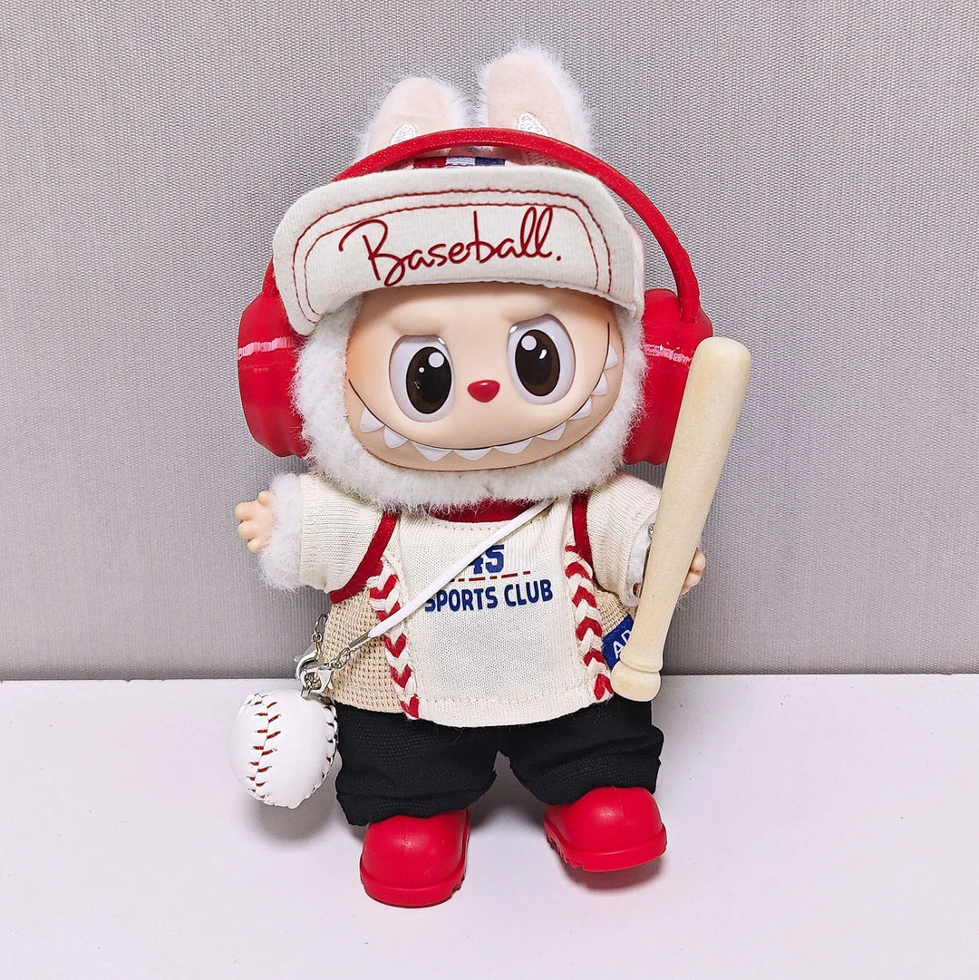 Labubu 1-3 Gen Outfits Sports Series: Ripped Jeans Baseball Cap Jacket  Headphones Ball Bat Shoes Set Doll Clothes for Labubu