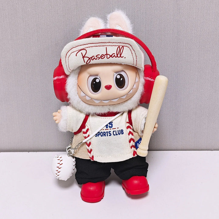 Labubu 1-3 Gen Outfits Sports Series: Ripped Jeans Baseball Cap Jacket  Headphones Ball Bat Shoes Set Doll Clothes for Labubu