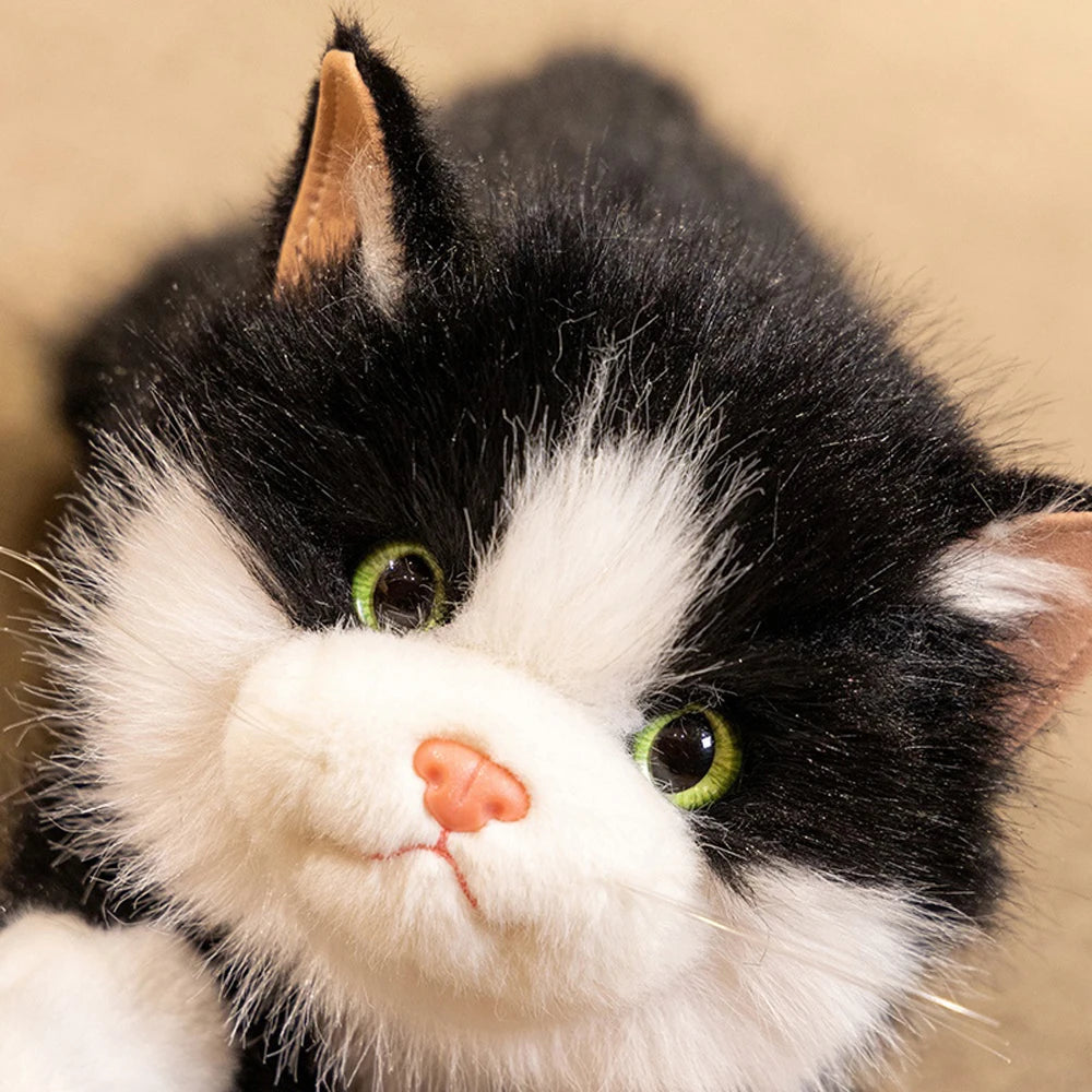 40cm Simulation Black Cat Plush Toys Lying Kitty Cat Stuffed Animal Soft Dolls Cuddle Plushie Gifts Birthday Christmas Presents