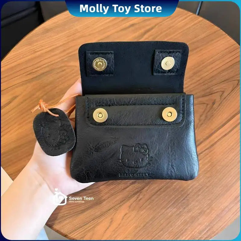 Sanrio Hello Kitty Classic Coin Purse Cortex Short Wallet Storage Bag Anime Peripheral Id Set Storage Bag Student Wallet Gifts