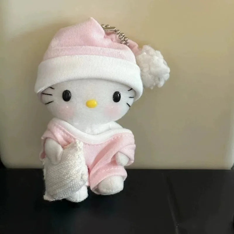 8cm kawaii Sanrio Plush Keychain Hello Kitty Plushie Pink Pajama Baby Series Kawaii Bag Pendant kuromi Soft Stuff Accessories
