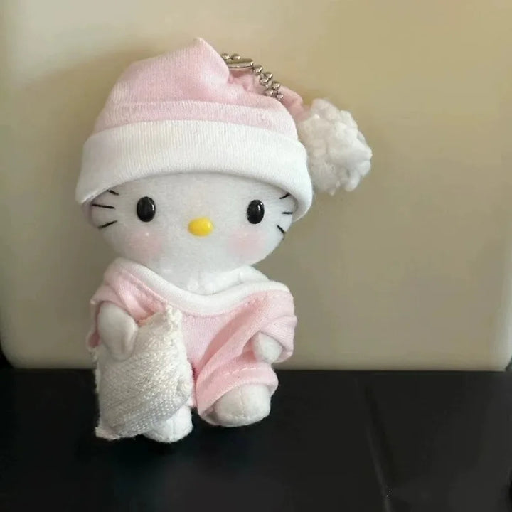 8cm kawaii Sanrio Plush Keychain Hello Kitty Plushie Pink Pajama Baby Series Kawaii Bag Pendant kuromi Soft Stuff Accessories