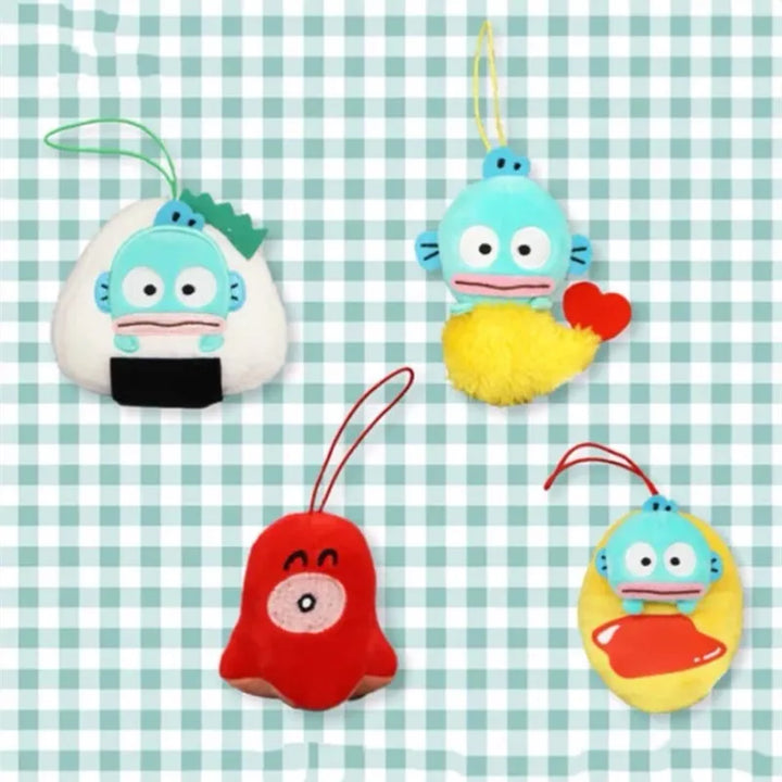 Sanrio Hangyodon Plush Tempura Rice and Vegetable Roll Doll Kawaii Cartoon Backpack Pendant Toy Keychain Girl Decoration Gift