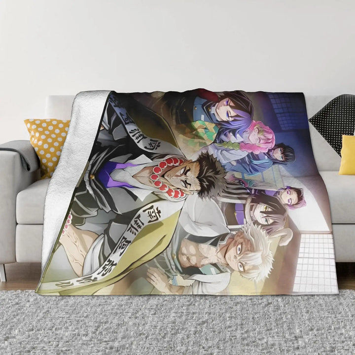Demon Slayer Japanese Anime Blankets Coral Fleece Plush All Season Portable Soft Throw Blanket for Home Travel Bedding Throws
