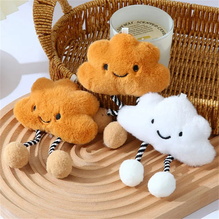 1Pcs Cute Plush White Cloud Stuffed Doll Toy Pendant Keychain Backpack Hangings Charms Car Keyring Decoration Gifts