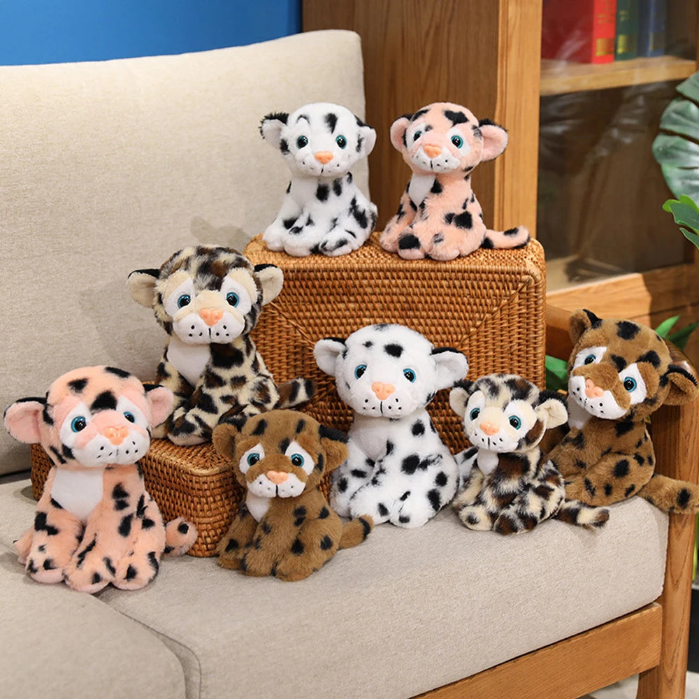 15cm Wildlife Snow Leopard Small Plush Toy Simulation Cheetah Stuffed Wild Animal Lifelike Pink Leopard Soft Dolls Cute Plushie