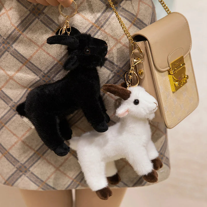 Lifelike Goat Plush Pendant 16cm Cute White Black Sheep Plush Keychain Backpack Decor Travel Companion Doll Kid Birthday ﻿Gift