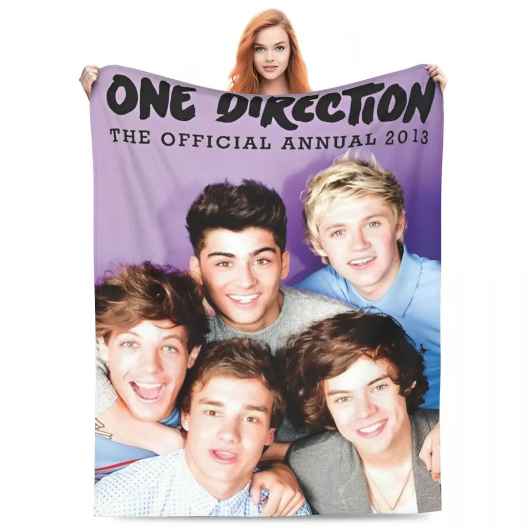 One-Direction Rock 1D Combinatio Blanket Velvet Spring Autumn Breathable Lightweight Throw Blanket for Bed Travel Bedspreads