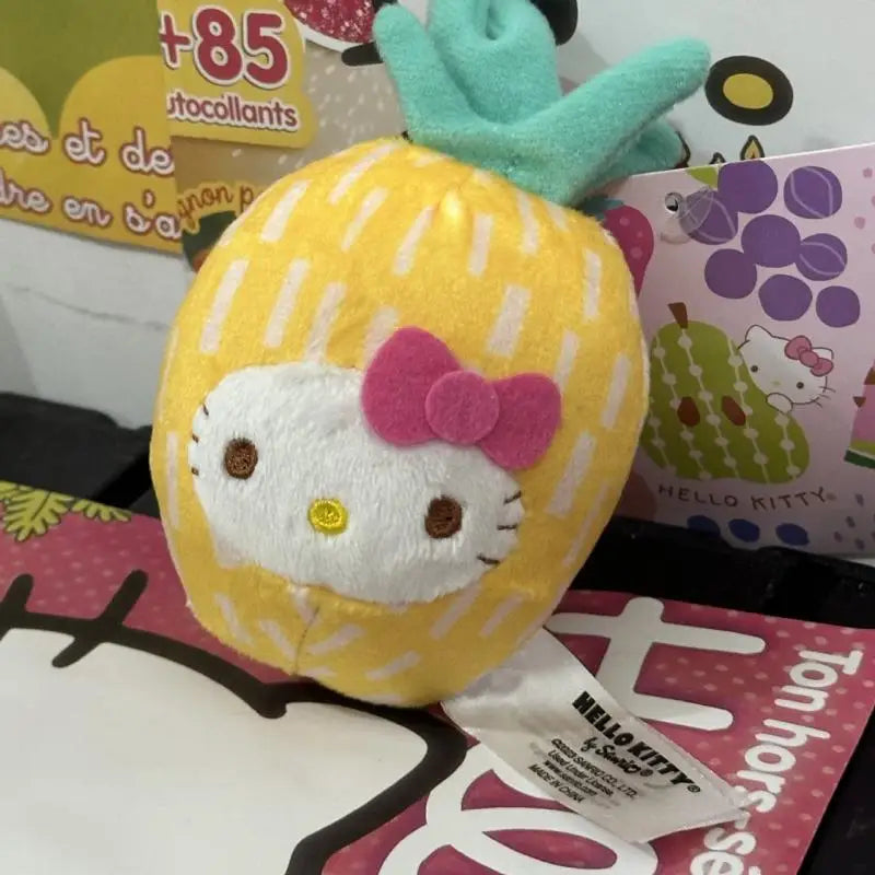 Kawaii Sanrio Hello Kitty Pineapple Backpack Keychain Plush Toys Fruit Accessories Doll Anime Girlfriend Birthday Creative Gift