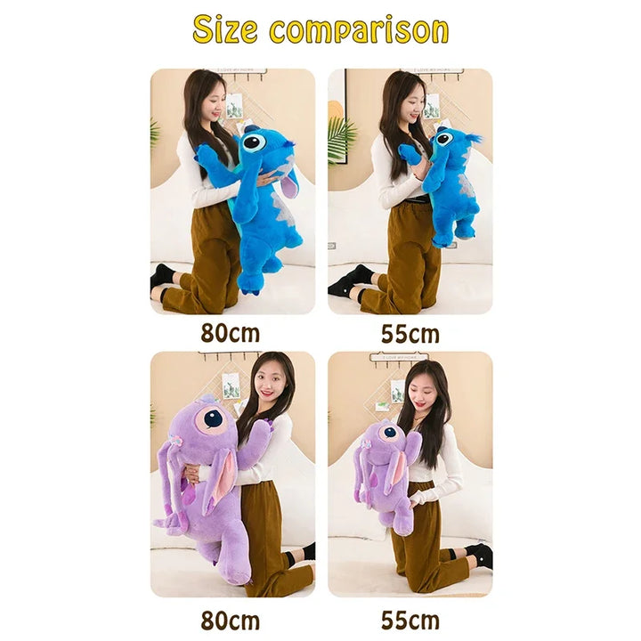 Lilo and Stitch Disney Plush Toys Prone Cute 55/80cm Anime Stich Doll Stuffed Plushie Angel Pillow Soft Gift for Children Kawaii