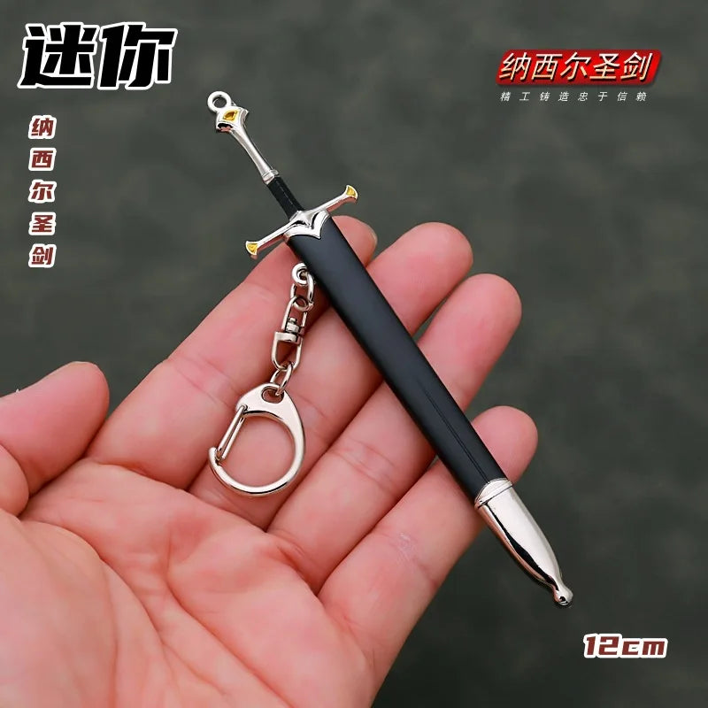 Mini Sword With Sheath China Ancient Sword Zinc Alloy Tang Hengdao Han Sword Weapon Model Keychain Pendant Cosplay Accessories