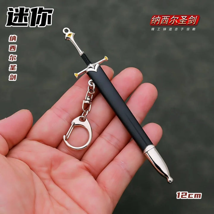 Mini Sword With Sheath China Ancient Sword Zinc Alloy Tang Hengdao Han Sword Weapon Model Keychain Pendant Cosplay Accessories