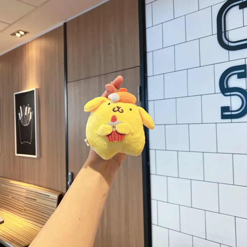 Kawaii Sanrio Pom Pom Purin Plush Toys Backpack Creative Keychain Cartoon Accessories Pendant Stuffed Doll Girl Birthday Gift