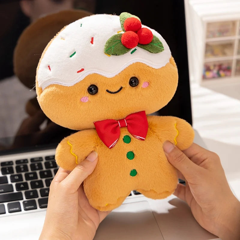 Kawaii Christmas Gingerbread Man Plush Toy Soft Gingerbread Man Plushie Baby Kids Christmas Gift Festival Decoration