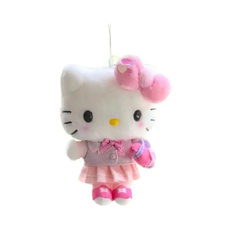 Sanrio Kawaii Hello Kitty Plush Toys Backpack Pendant School Uniform Kt Decoration Lovely Keychain Girl Birthday Creative Gift