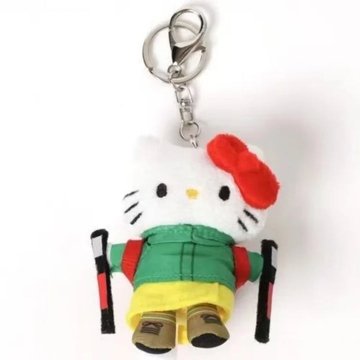 Sanrio Hello Kitty Plush Doll Keychain Pendant outdoor climb mountains kawaii collection Kt Stuffed Soft Doll KeyRing Girls Gift