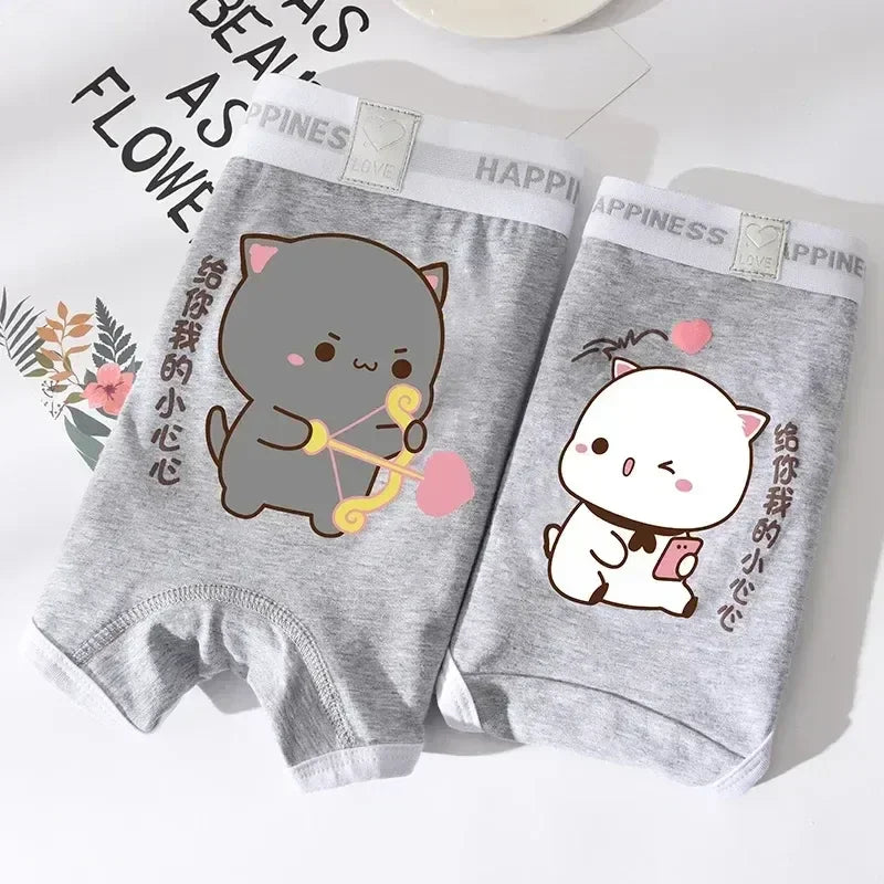 Cute Mitao Cat Underpants Couple Set Made Of Pure Cotton Cartoon Low Waisted Comfort Women Man Short Pants Confession Girl Boy