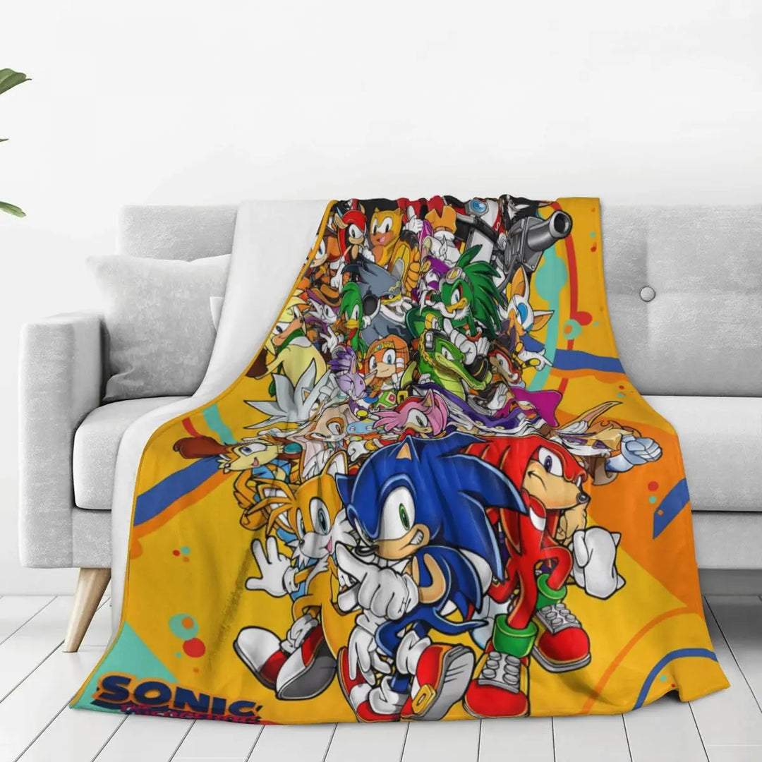 S-Sonic Game Friends Blanket Travel Office Flannel Throw Blanket For Home Decor Soft Warm Customized Quality Bedspread Gift