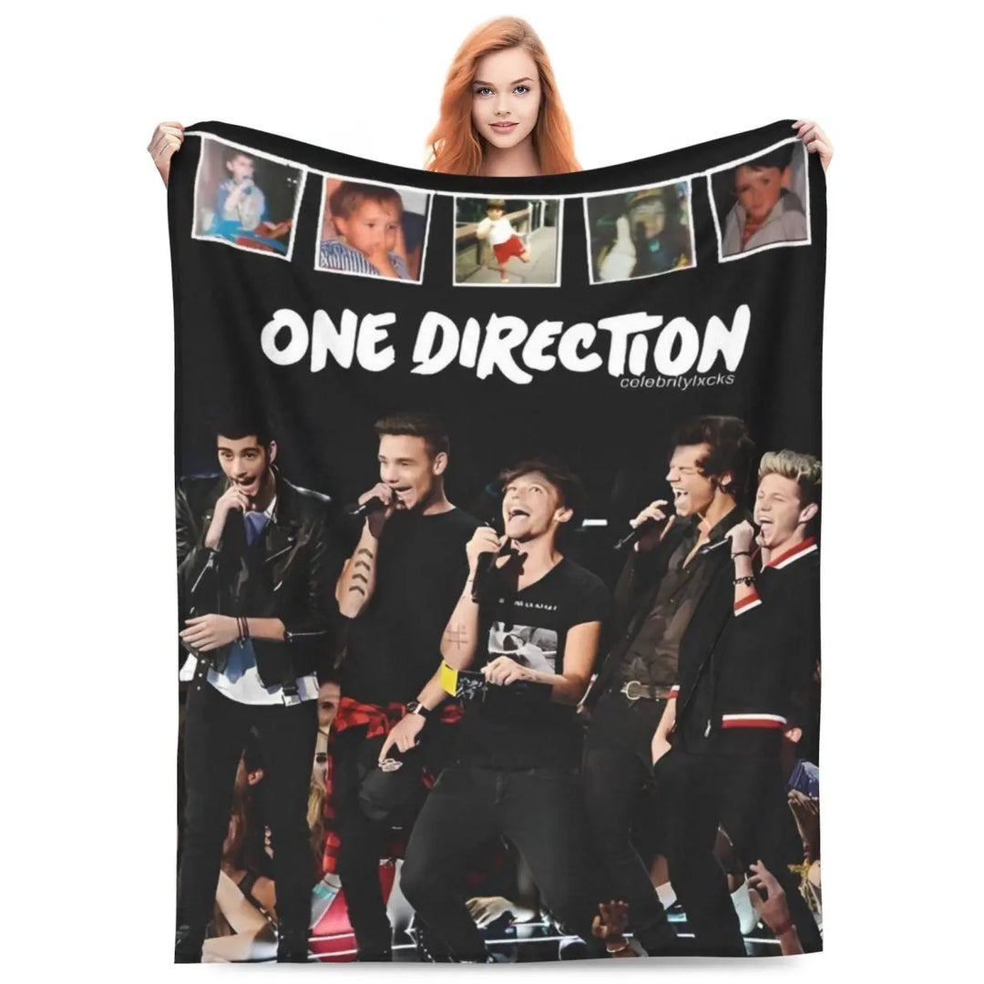 One-Direction Rock 1D Combinatio Blanket Velvet Spring Autumn Breathable Lightweight Throw Blanket for Bed Travel Bedspreads
