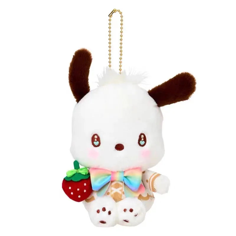 Kawaii Sanrio Hello Kitty Marrongcream Plush Toys Keychain 50Th Anniversary Strawberry News Series Kuromi Backpack Pendant Gift