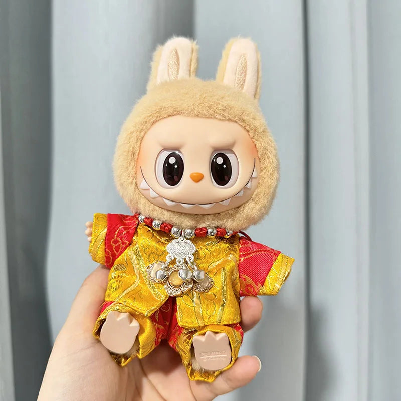 17cm Labubu I II Idol Dolls Cute Mini Plush Doll'S Clothes Korea Kpop Exo Idol Dolls Overalls Clothing DIY Accessories Gifts