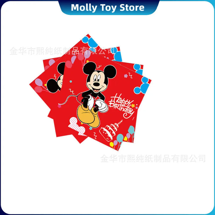 Anime Mickey Mouse Themed Children'S Birthday Party One-Time Decor Disposable Paper Tray Tissue Tablecloth Set Program Decor